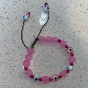 Pink adjustable evil eye bracelet